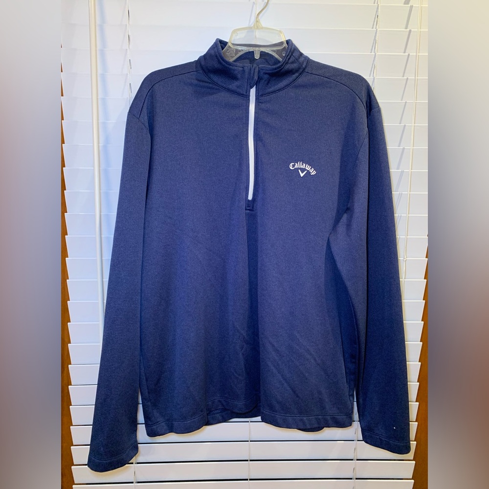 Callaway Men's Navy Blue Long Sleeve 1/4 Zip Pullover Golf Sweatshirt Size L